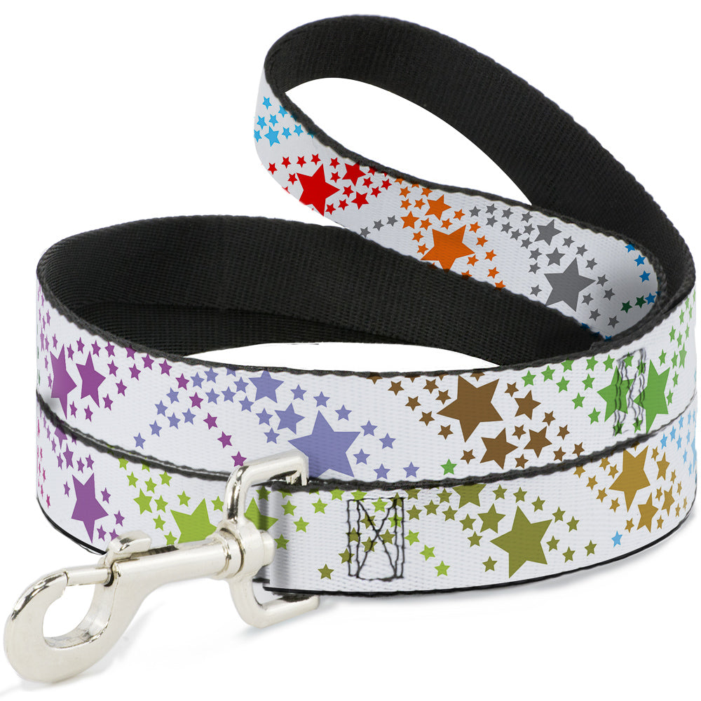 Dog Leash - Falling Stars White/Multi Color Dog Leashes Buckle-Down