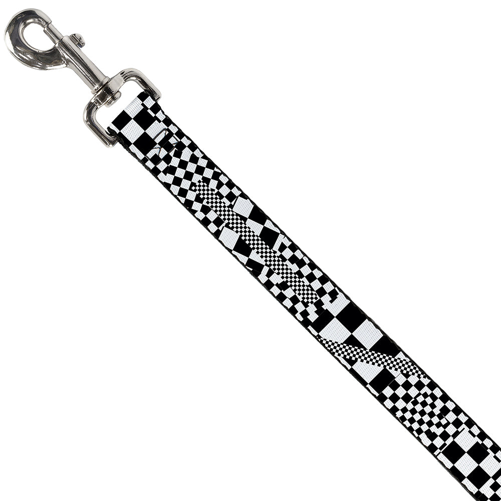 Dog Leash - Funky Checkers Black/White Dog Leashes Buckle-Down