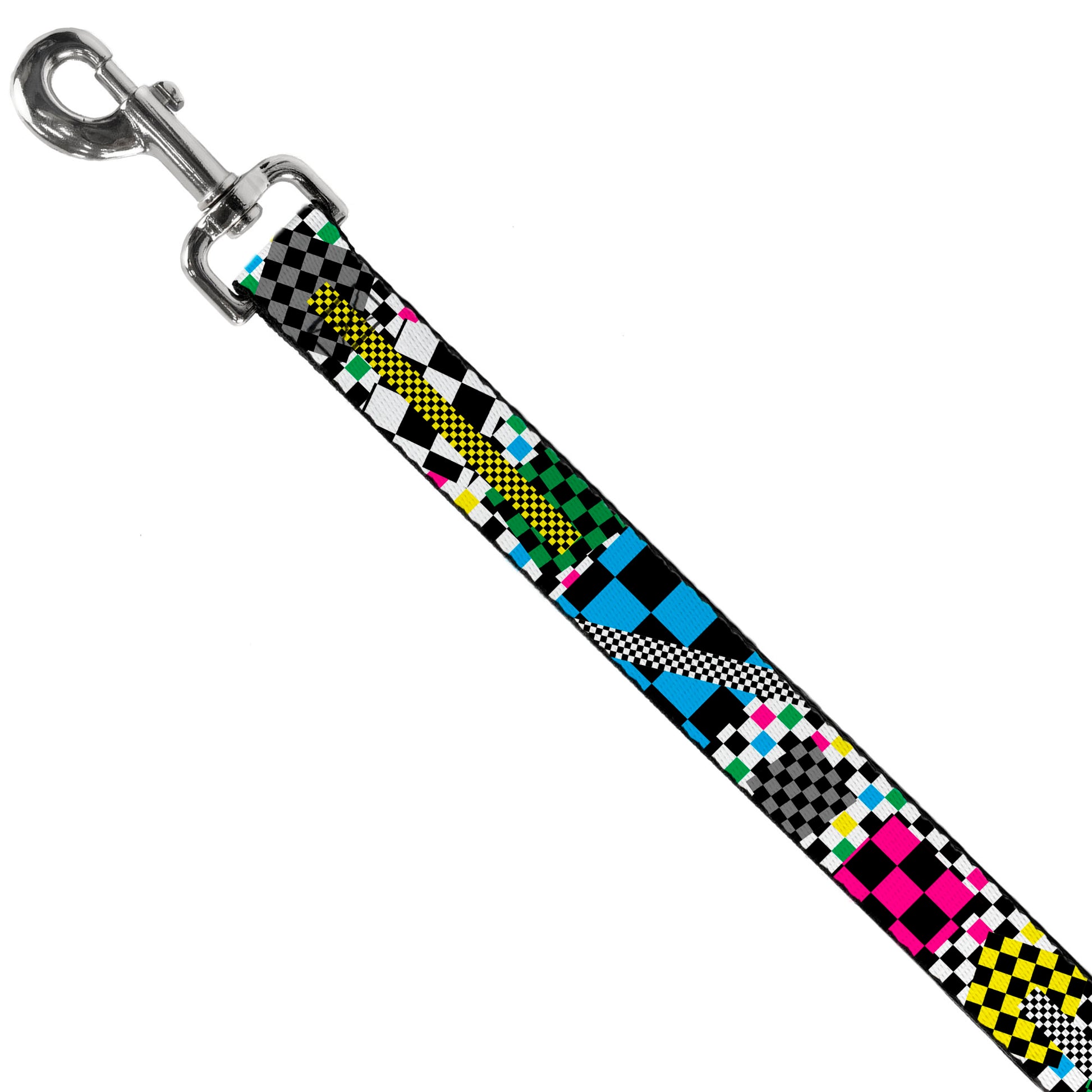 Dog Leash - Funky Checkers Black/White/Neon Dog Leashes Buckle-Down
