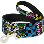 Dog Leash - Funky Checkers Black/White/Neon Dog Leashes Buckle-Down