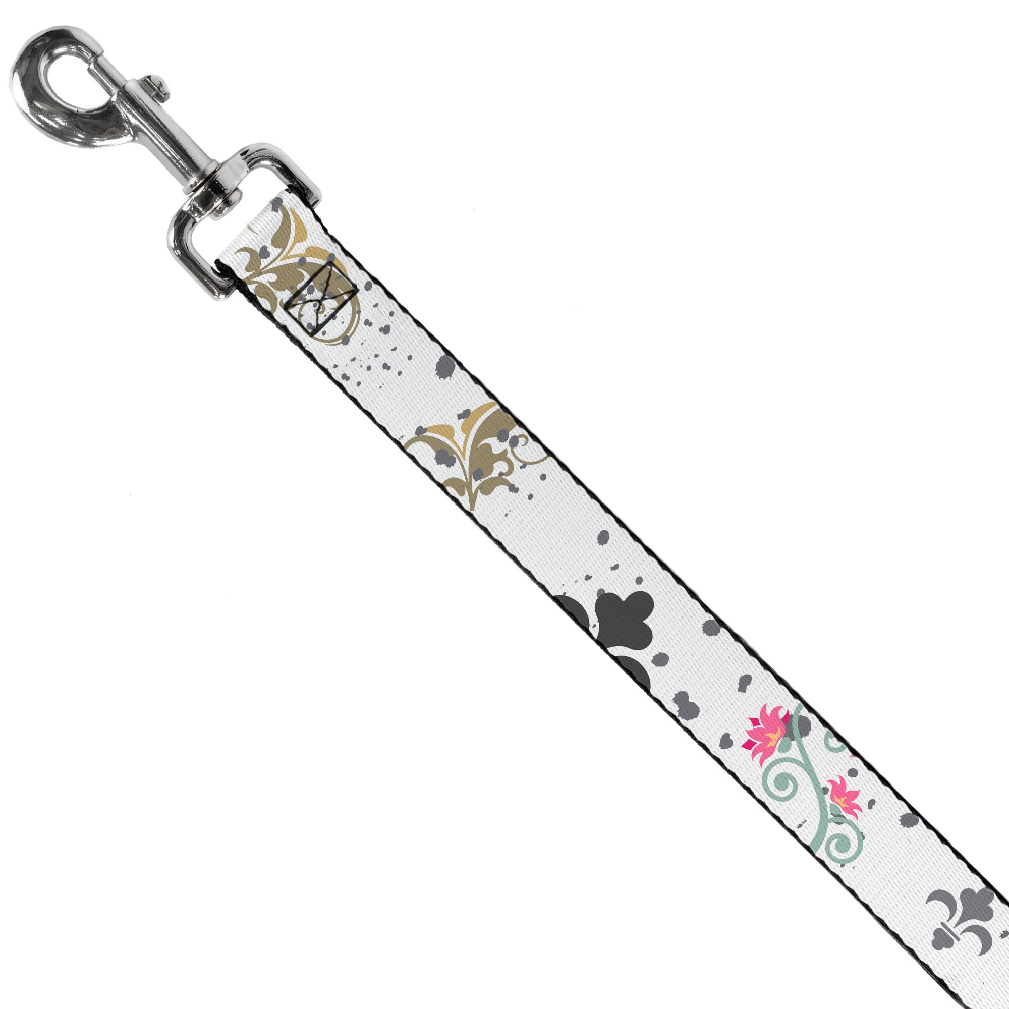 Dog Leash - Flower Splatter White/Gray Dog Leashes Buckle-Down