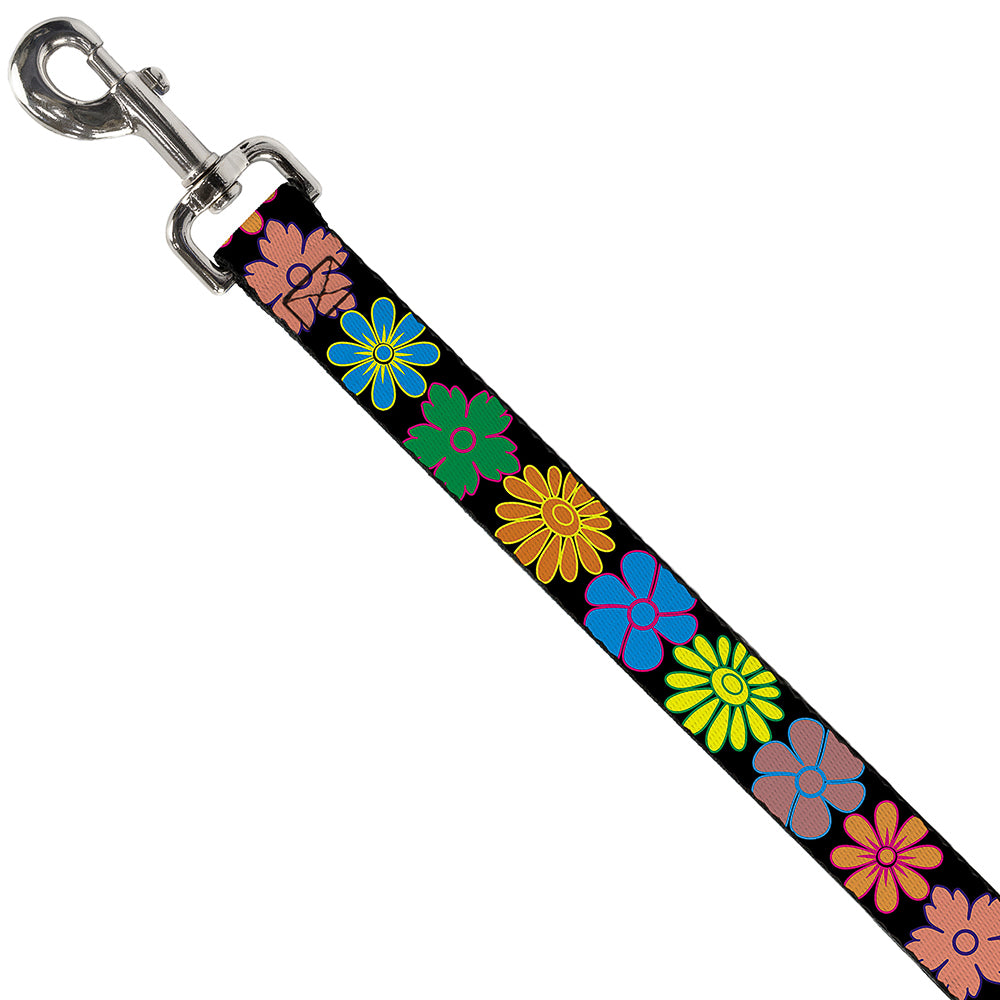 Dog Leash - Flowers Black/Multi Color Dog Leashes Buckle-Down