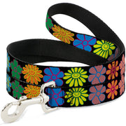 Dog Leash - Flowers Black/Multi Color Dog Leashes Buckle-Down