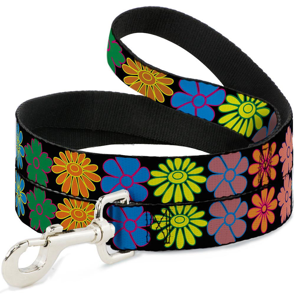 Dog Leash - Flowers Black/Multi Color Dog Leashes Buckle-Down