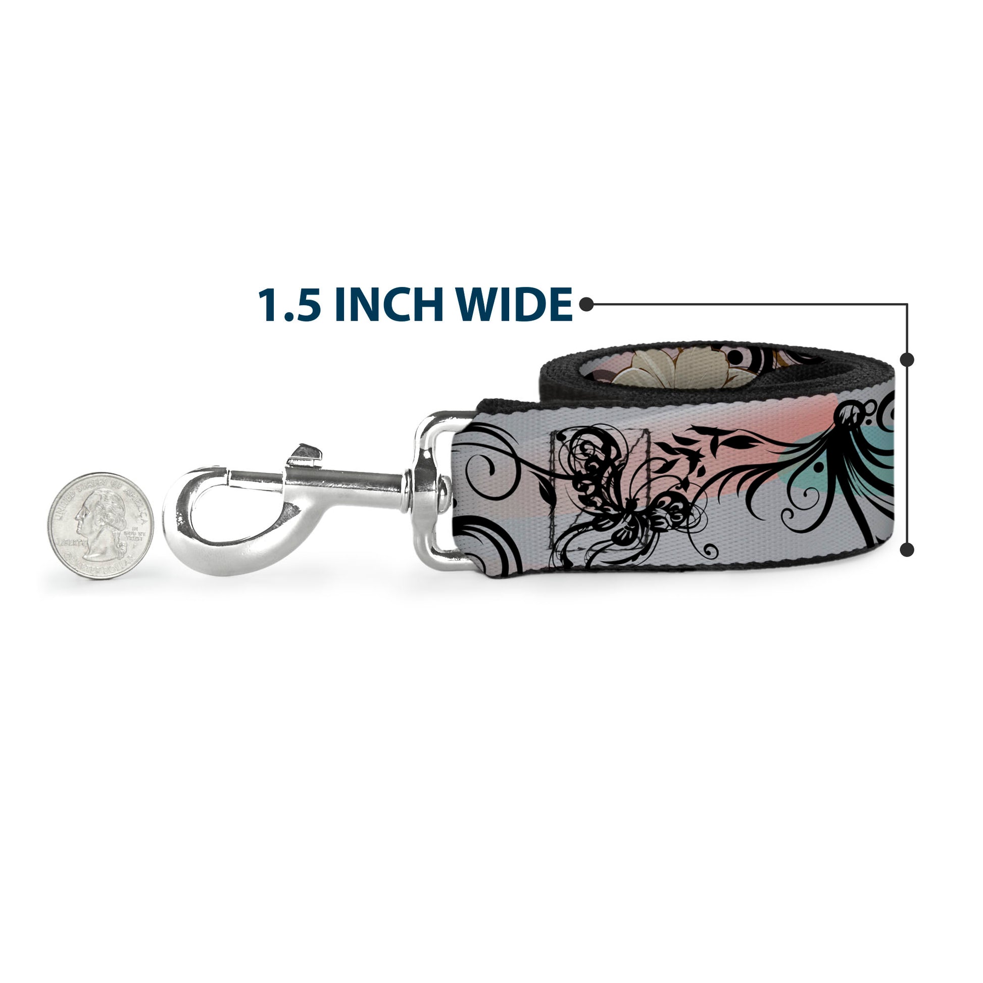 Dog Leash - Flowers w/Filigree Pink Dog Leashes Buckle-Down