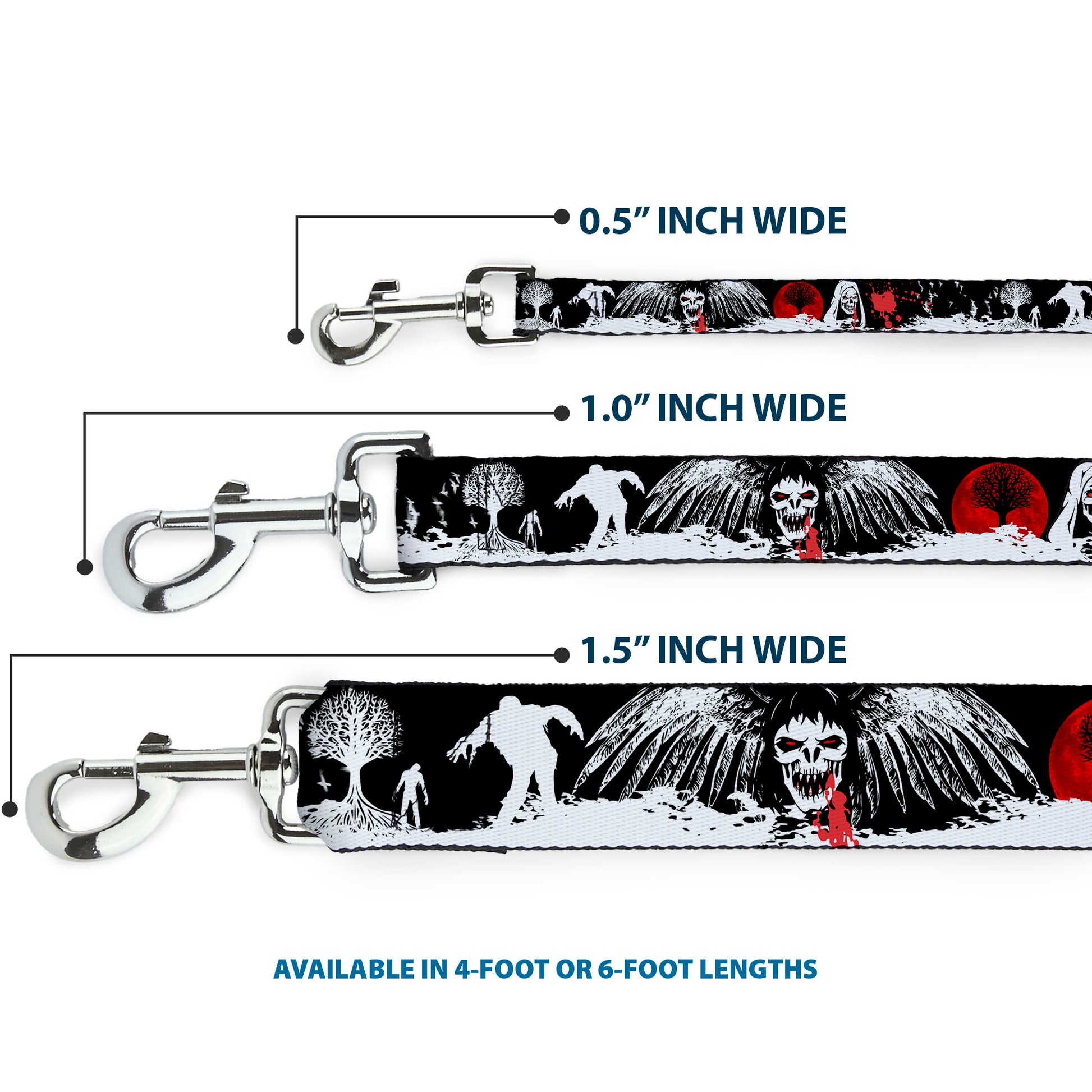 Dog Leash - Fright Night Black/White/Red Dog Leashes Buckle-Down