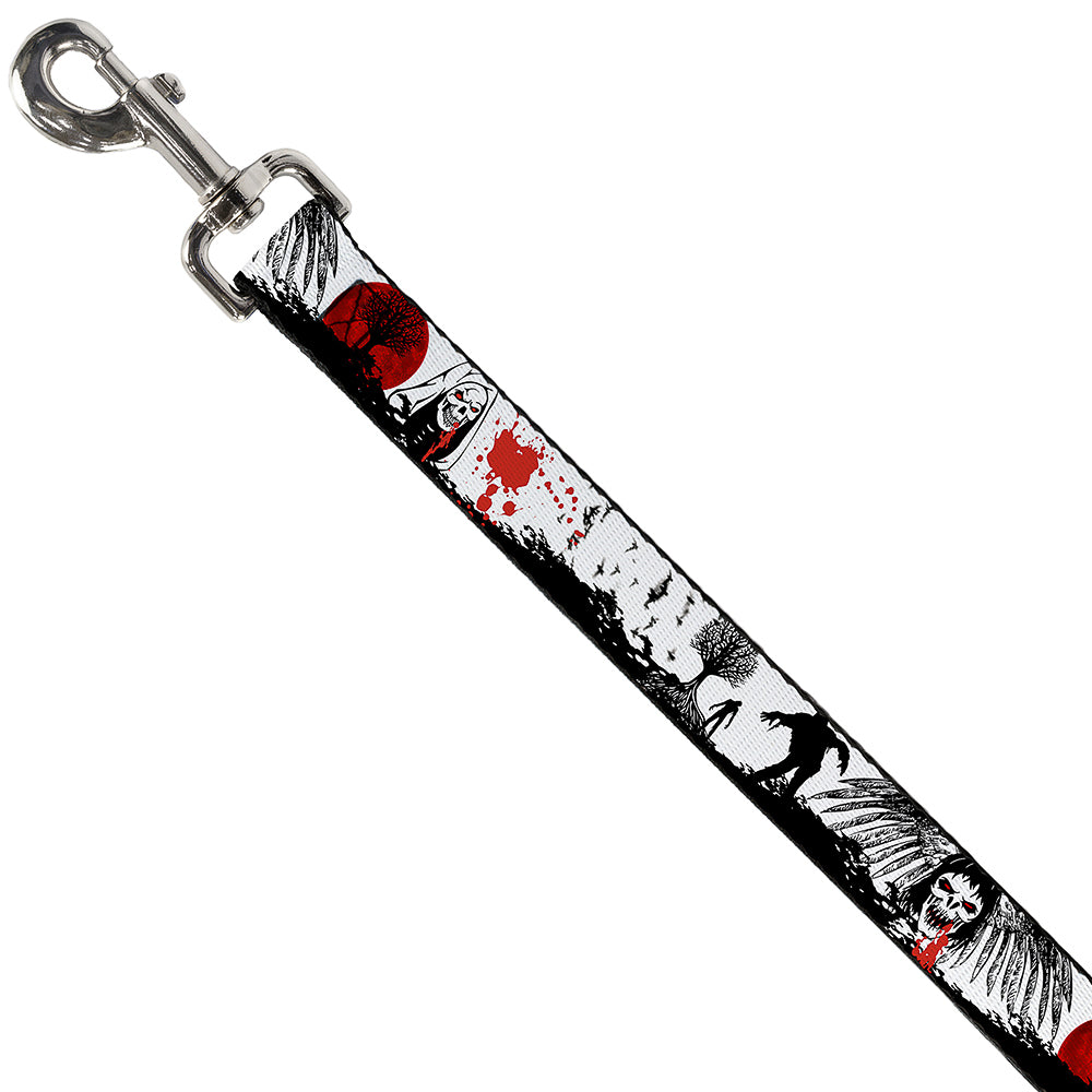 Dog Leash - Fright Night White/Black/Red Dog Leashes Buckle-Down