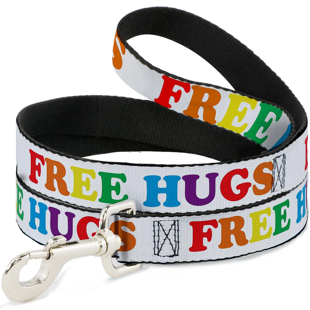 Dog Leash - FREE HUGS White/Multi Color Dog Leashes Buckle-Down