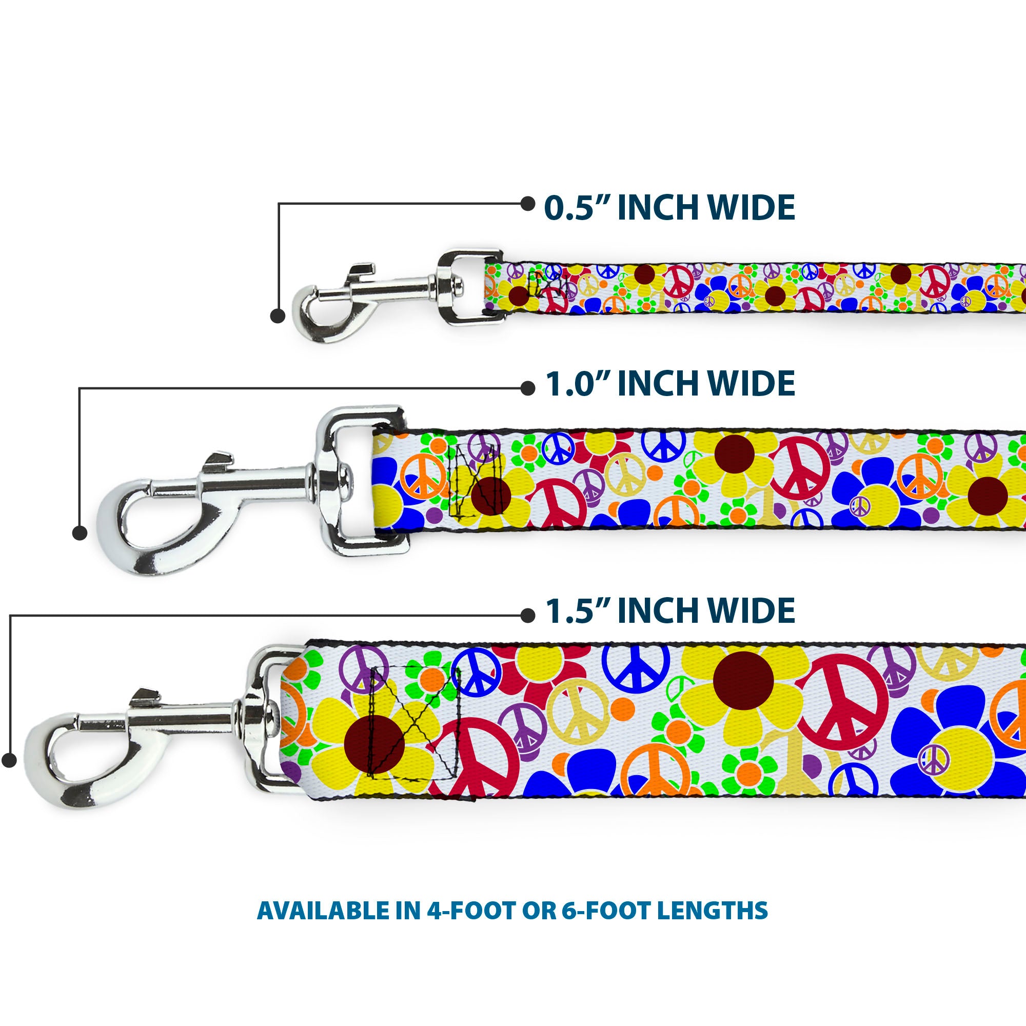 Dog Leash - Flower Peace Power Dog Leashes Buckle-Down