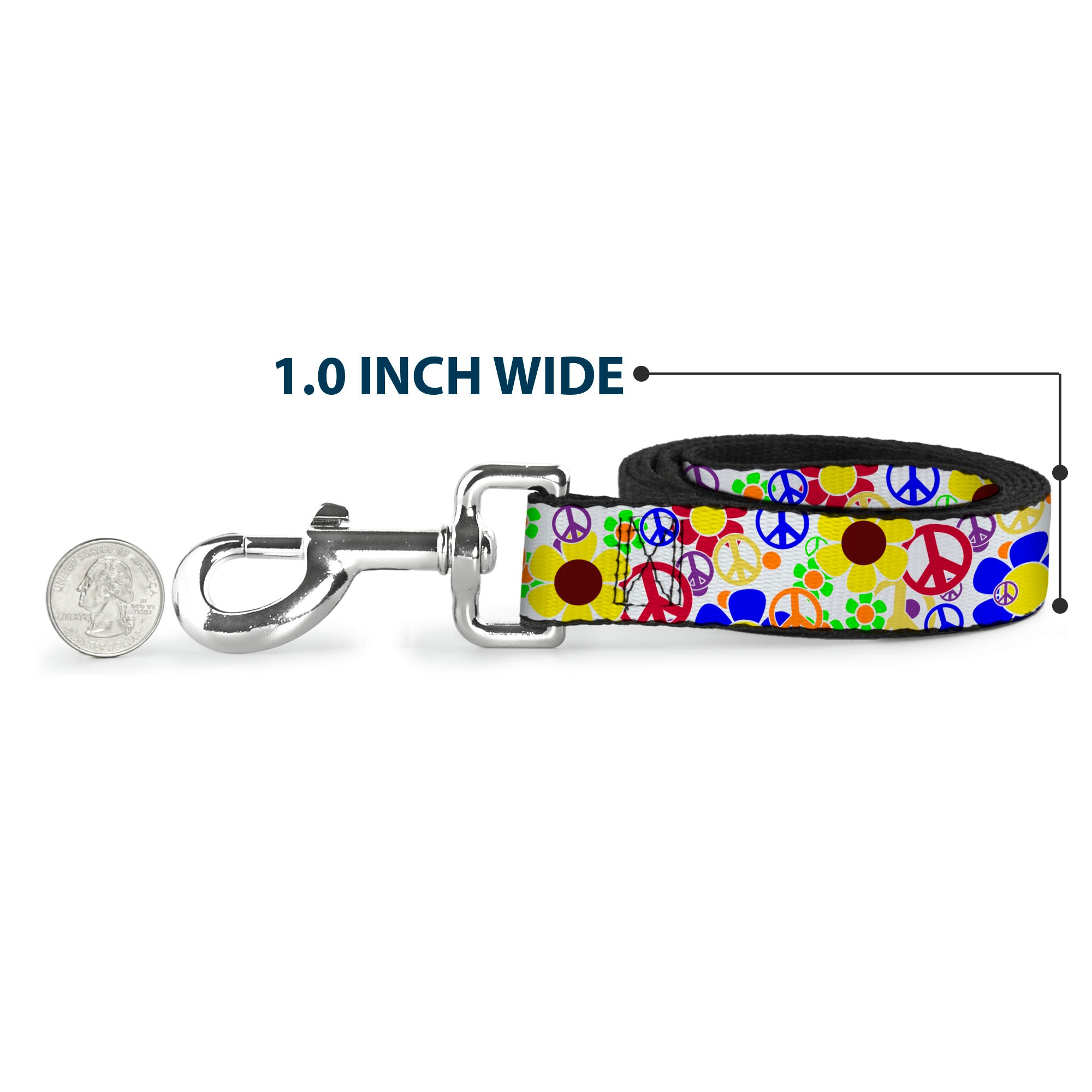 Dog Leash - Flower Peace Power Dog Leashes Buckle-Down