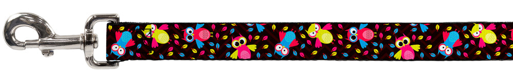 Dog Leash - Flying Owls w/Leaves Black/Multi Color Dog Leashes Buckle-Down