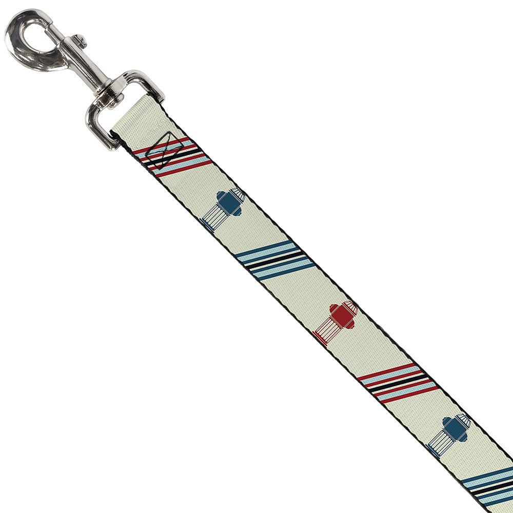 Dog Leash - Fire Hydrants/Stripes Tan/Blues/Reds Dog Leashes Buckle-Down