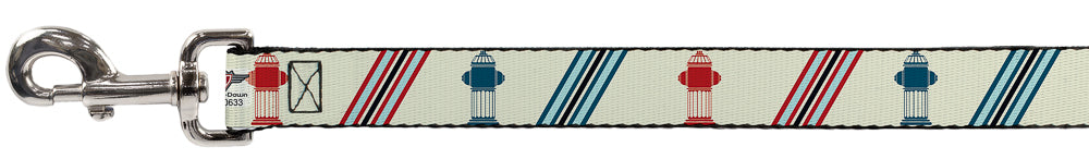 Dog Leash - Fire Hydrants/Stripes Tan/Blues/Reds Dog Leashes Buckle-Down