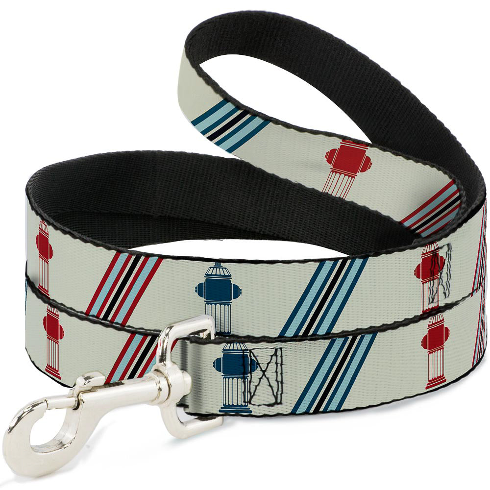 Dog Leash - Fire Hydrants/Stripes Tan/Blues/Reds Dog Leashes Buckle-Down