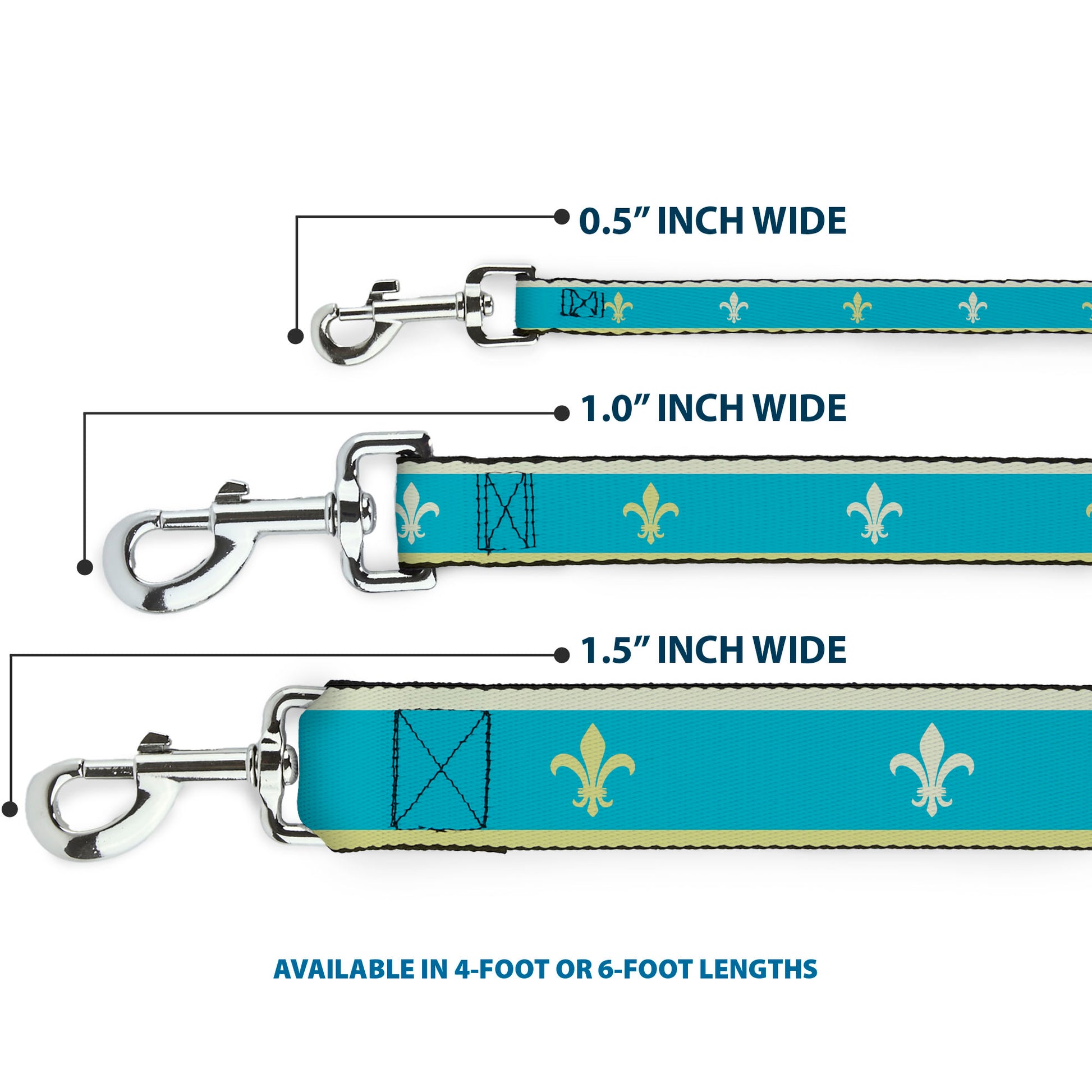 Dog Leash - Fleur-de-Lis2 Baby Blue/Tan/Lime Green Dog Leashes Buckle-Down