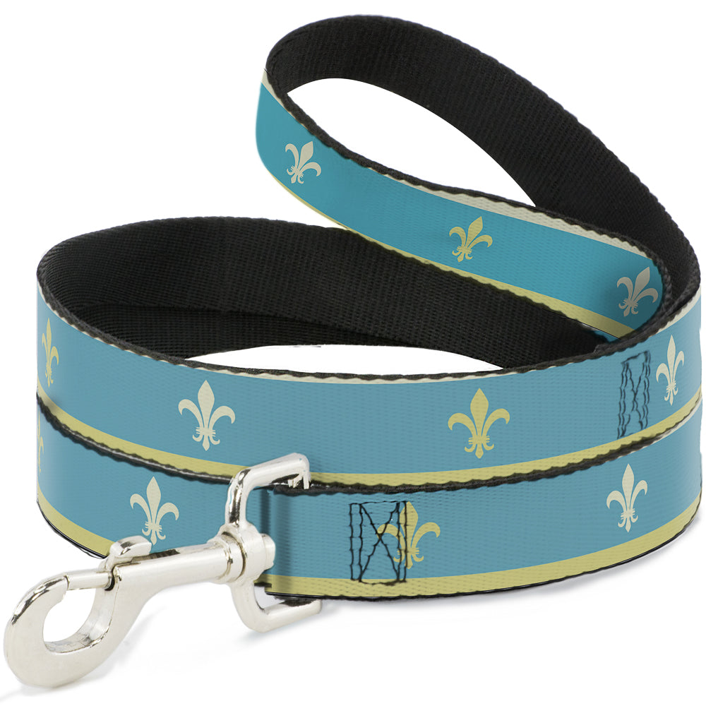 Dog Leash - Fleur-de-Lis2 Baby Blue/Tan/Lime Green Dog Leashes Buckle-Down
