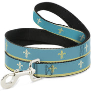 Dog Leash - Fleur-de-Lis2 Baby Blue/Tan/Lime Green Dog Leashes Buckle-Down