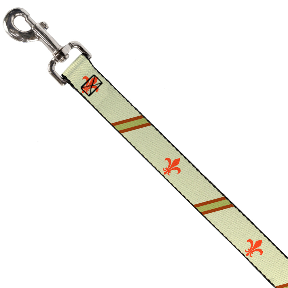 Dog Leash - Fleur-de-Lis2 Stripes Tan/Orange/Brown/Green Dog Leashes Buckle-Down