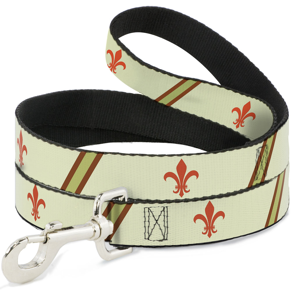 Dog Leash - Fleur-de-Lis2 Stripes Tan/Orange/Brown/Green Dog Leashes Buckle-Down