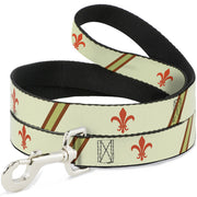 Dog Leash - Fleur-de-Lis2 Stripes Tan/Orange/Brown/Green Dog Leashes Buckle-Down