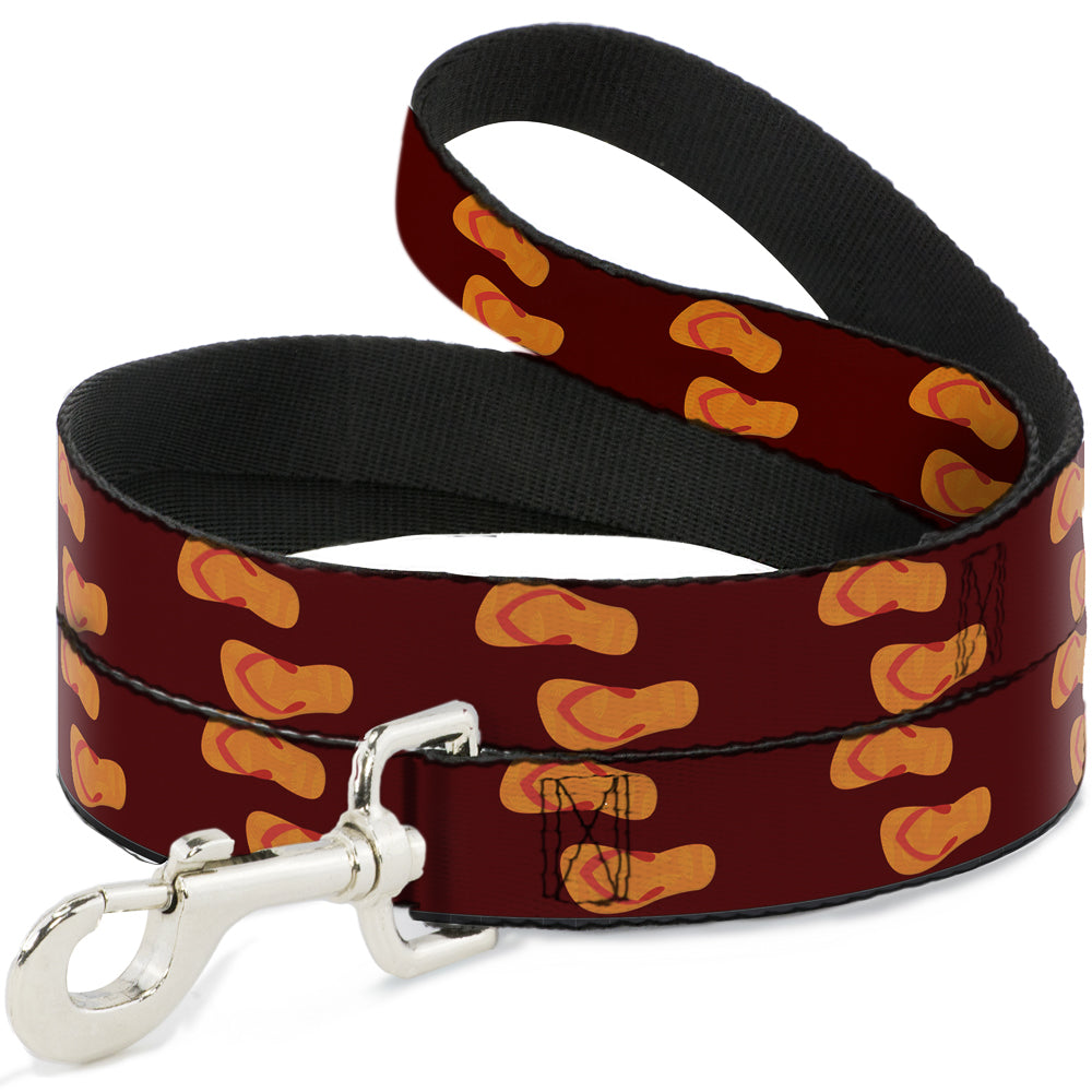 Dog Leash - Flip Flops Burgundy/Orange Dog Leashes Buckle-Down