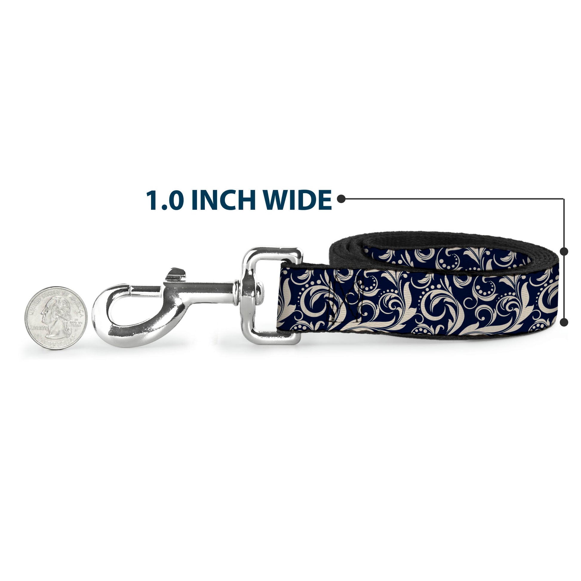 Dog Leash - Filigree Navy/Khaki Dog Leashes Buckle-Down
