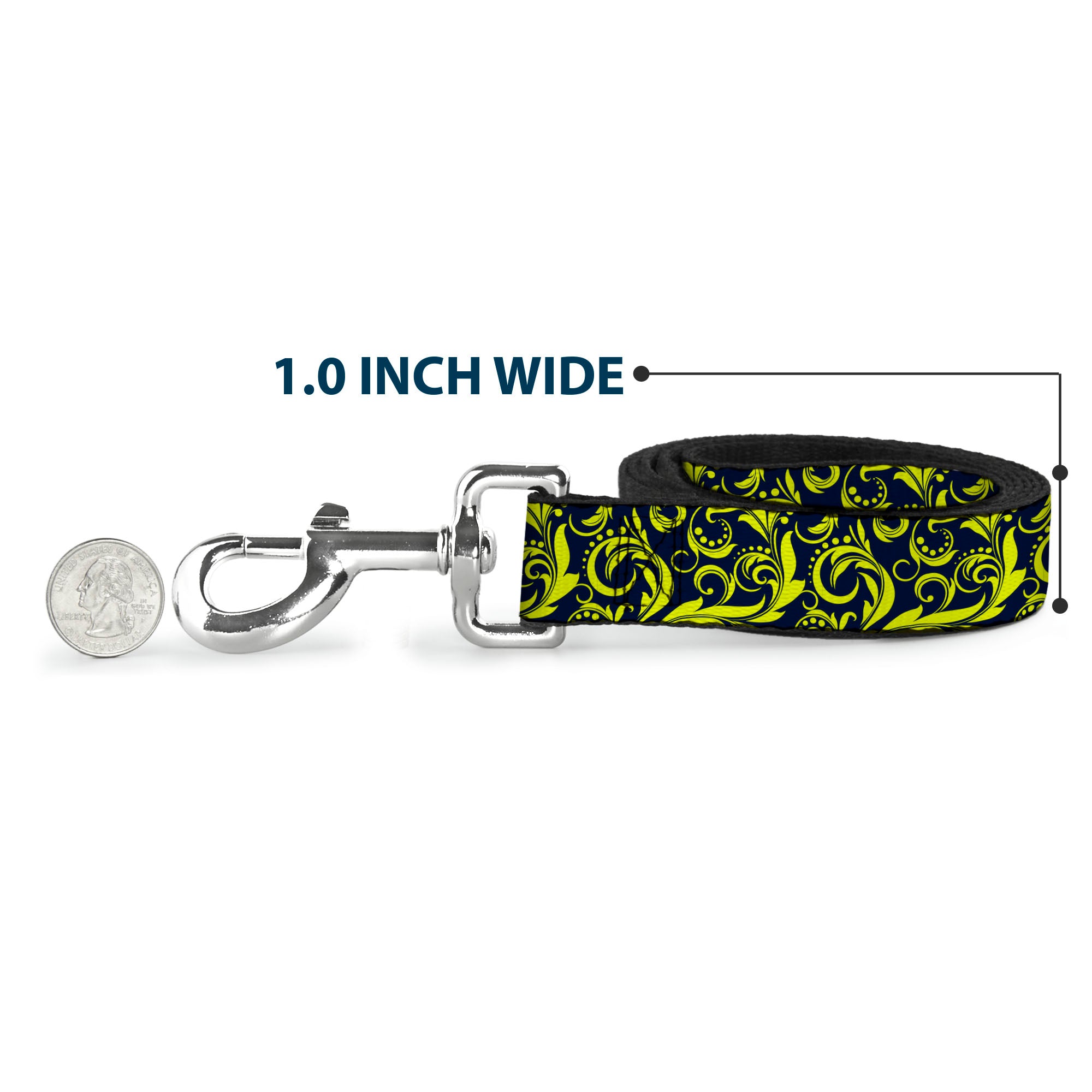 Dog Leash - Filigree Navy/Yellow Dog Leashes Buckle-Down