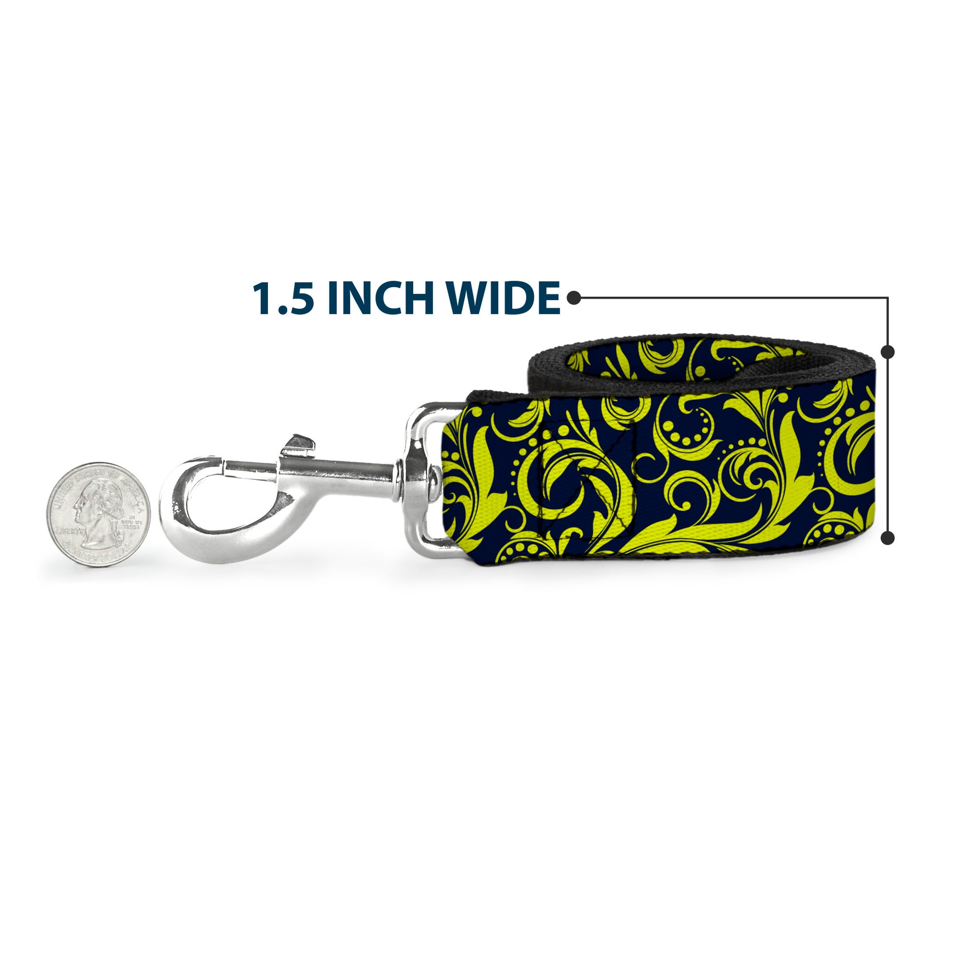 Dog Leash - Filigree Navy/Yellow Dog Leashes Buckle-Down