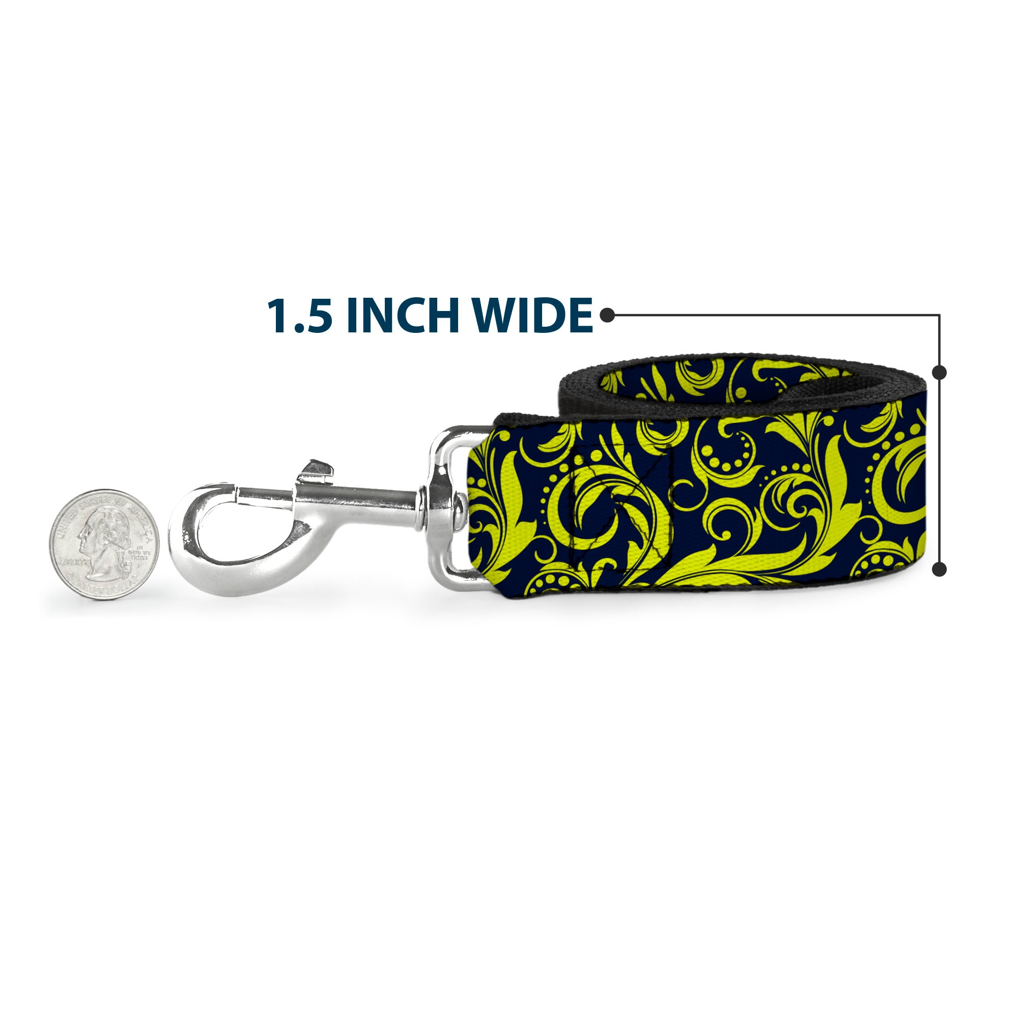 Dog Leash - Filigree Navy/Yellow Dog Leashes Buckle-Down