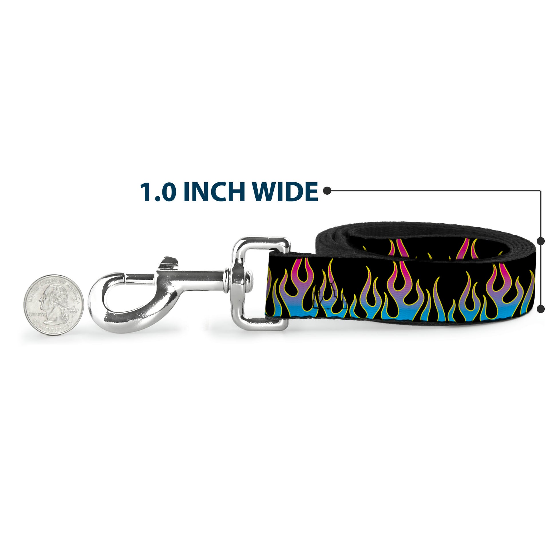 Dog Leash - Flames Black/Blue/Pink Dog Leashes Buckle-Down