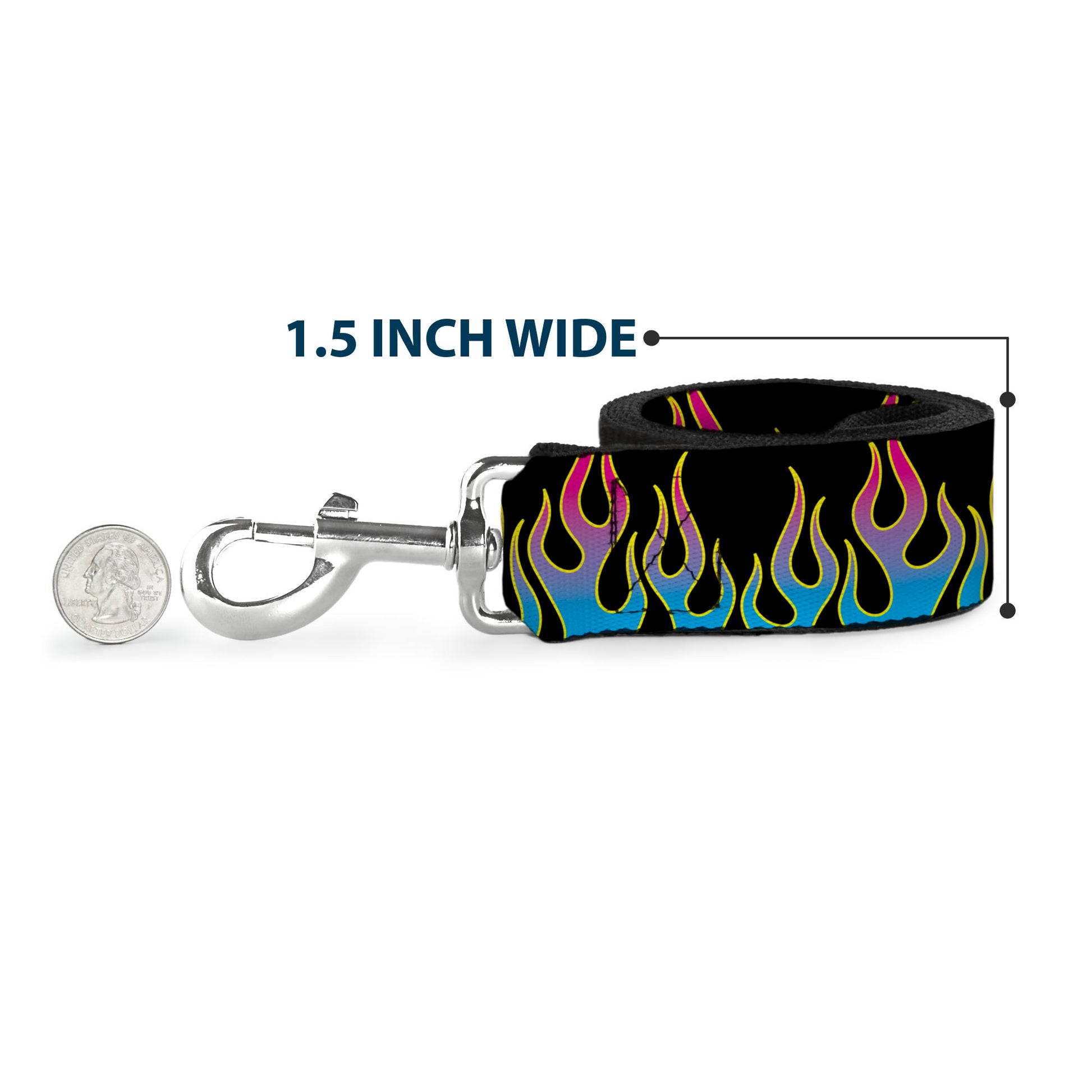 Dog Leash - Flames Black/Blue/Pink Dog Leashes Buckle-Down