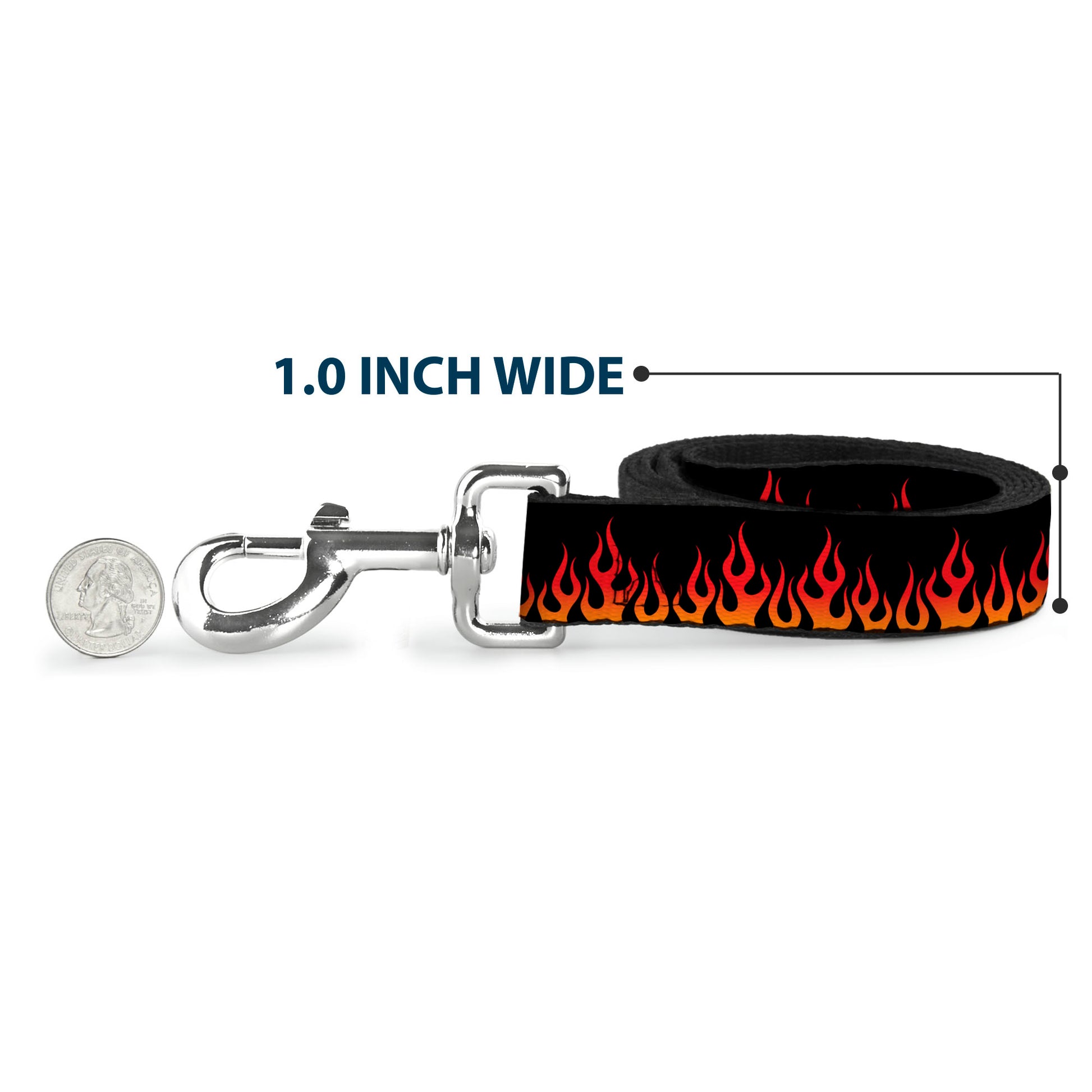 Dog Leash - Flames Black/Orange/Red Dog Leashes Buckle-Down