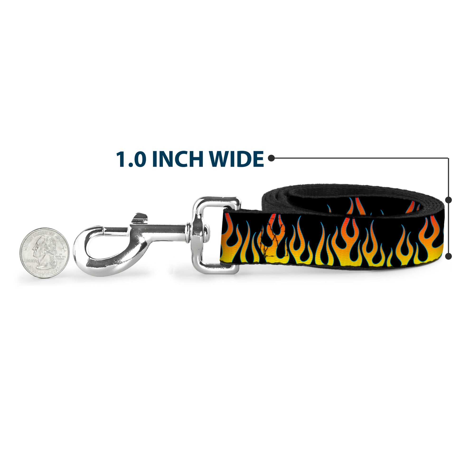 Dog Leash - Flames Black/Yellow/Orange Dog Leashes Buckle-Down
