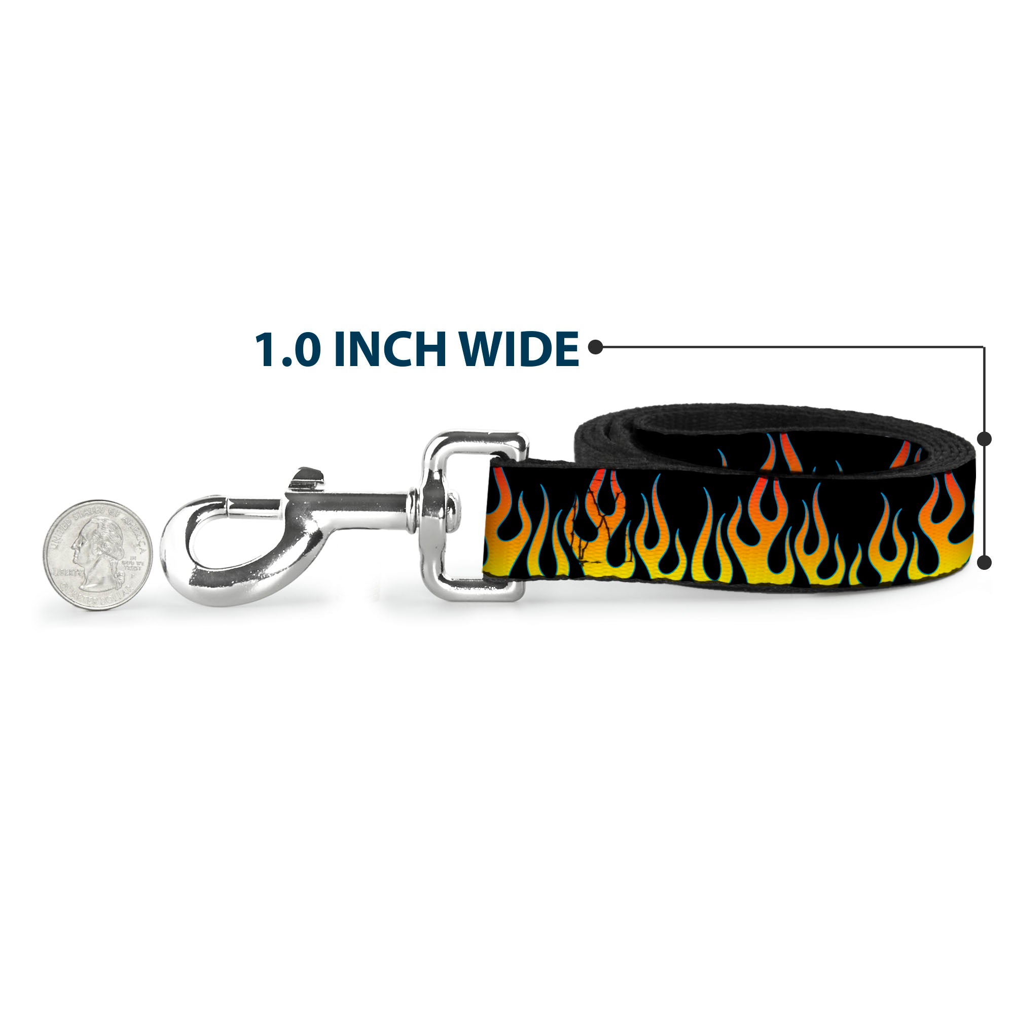 Dog Leash - Flames Black/Yellow/Orange Dog Leashes Buckle-Down
