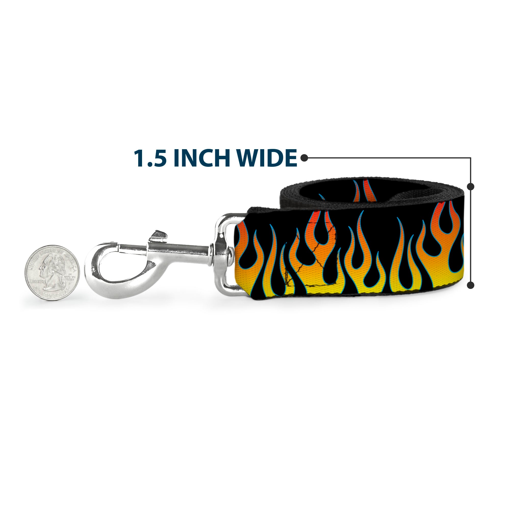 Dog Leash - Flames Black/Yellow/Orange Dog Leashes Buckle-Down