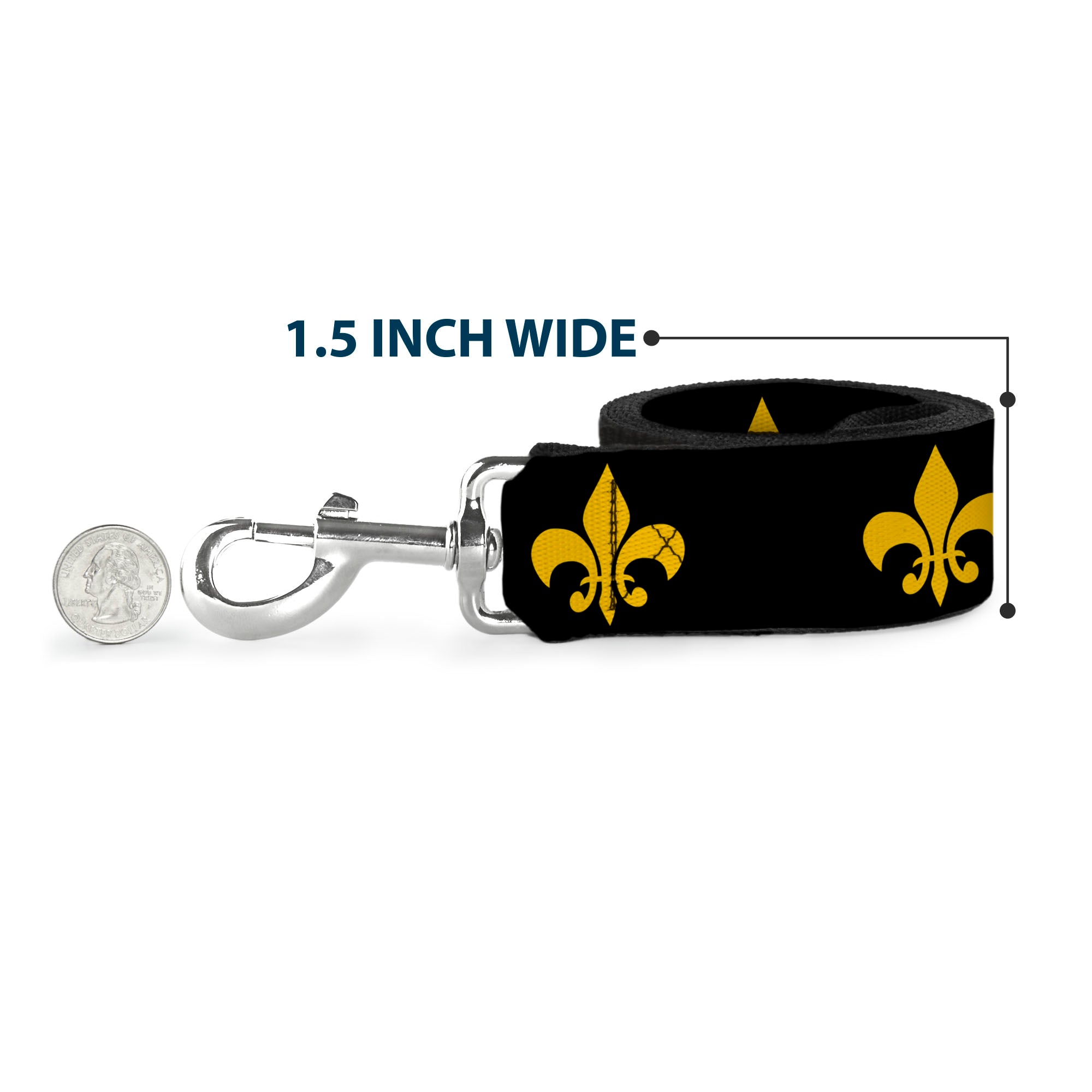 Dog Leash - Fleur-de-Lis Black/Yellow Dog Leashes Buckle-Down