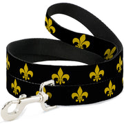 Dog Leash - Fleur-de-Lis Black/Yellow Dog Leashes Buckle-Down