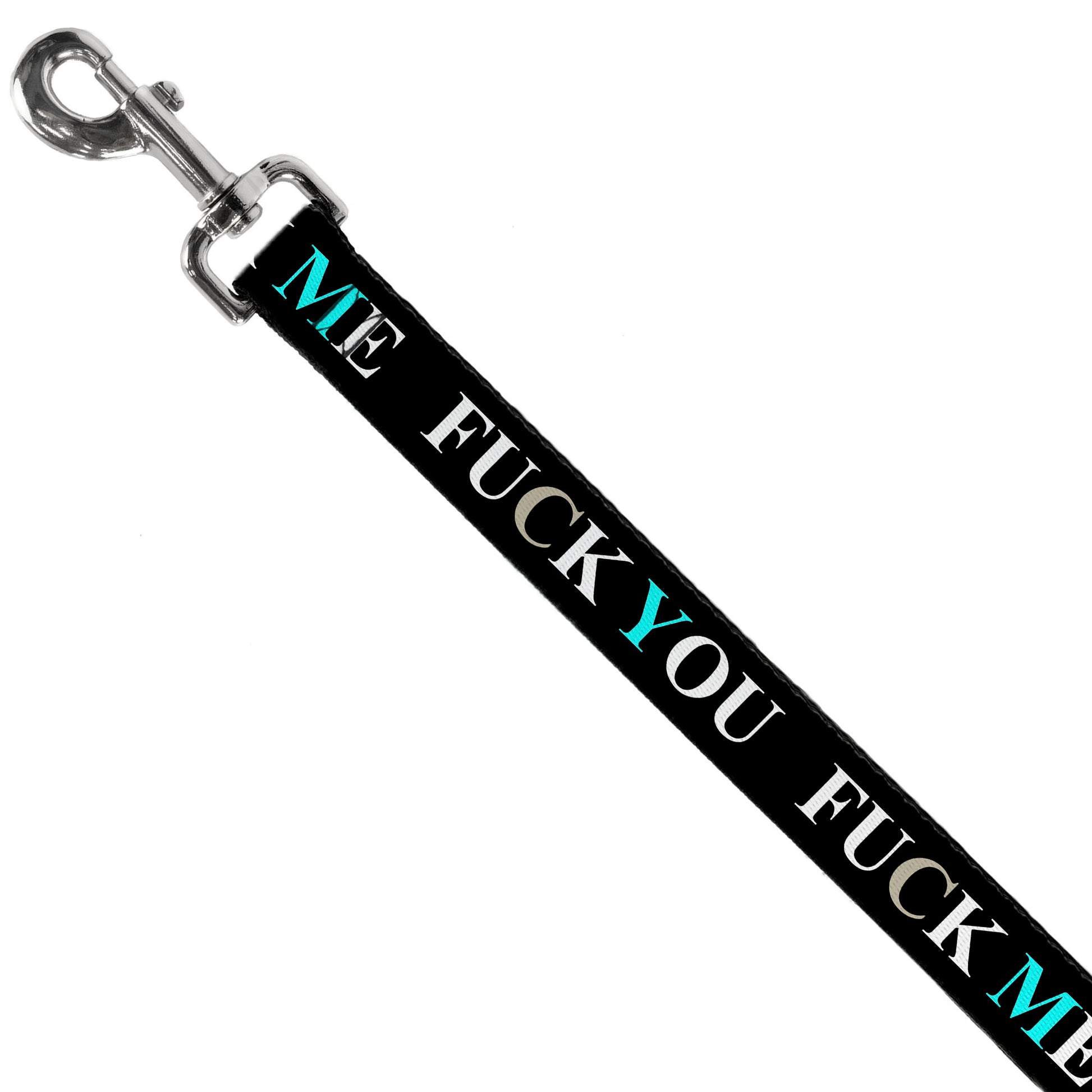Buckle-Down Dog Leash - FUCK YOU/FUCK ME Black/White/Blue Dog Leashes Buckle-Down