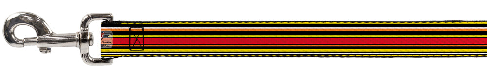 Dog Leash - Fine Stripes Black/Yellows/Orange/Red/White Dog Leashes Buckle-Down