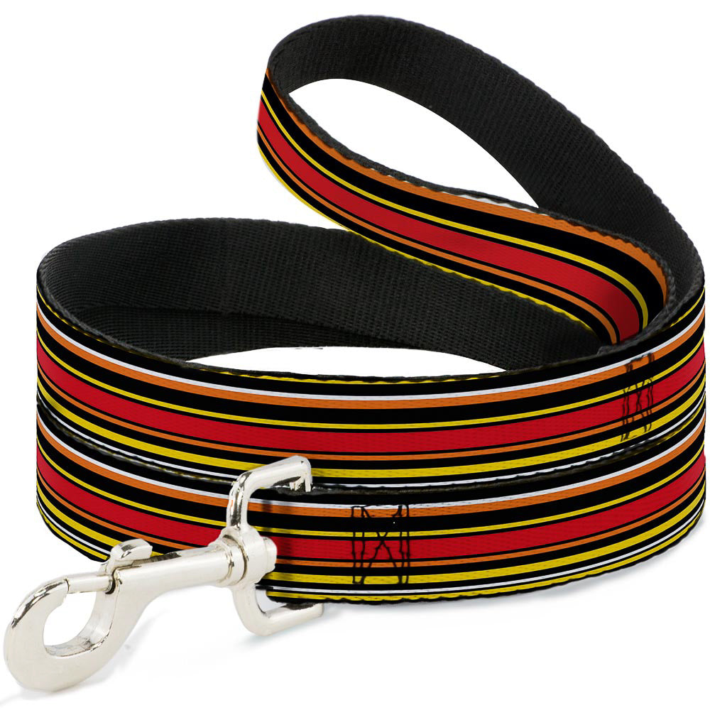 Dog Leash - Fine Stripes Black/Yellows/Orange/Red/White Dog Leashes Buckle-Down