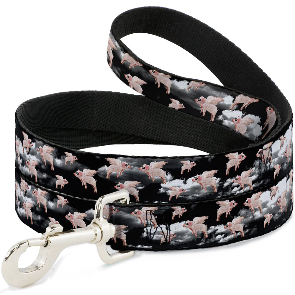 Dog Leash - Flying Pigs Black/White/Pink Dog Leashes Buckle-Down