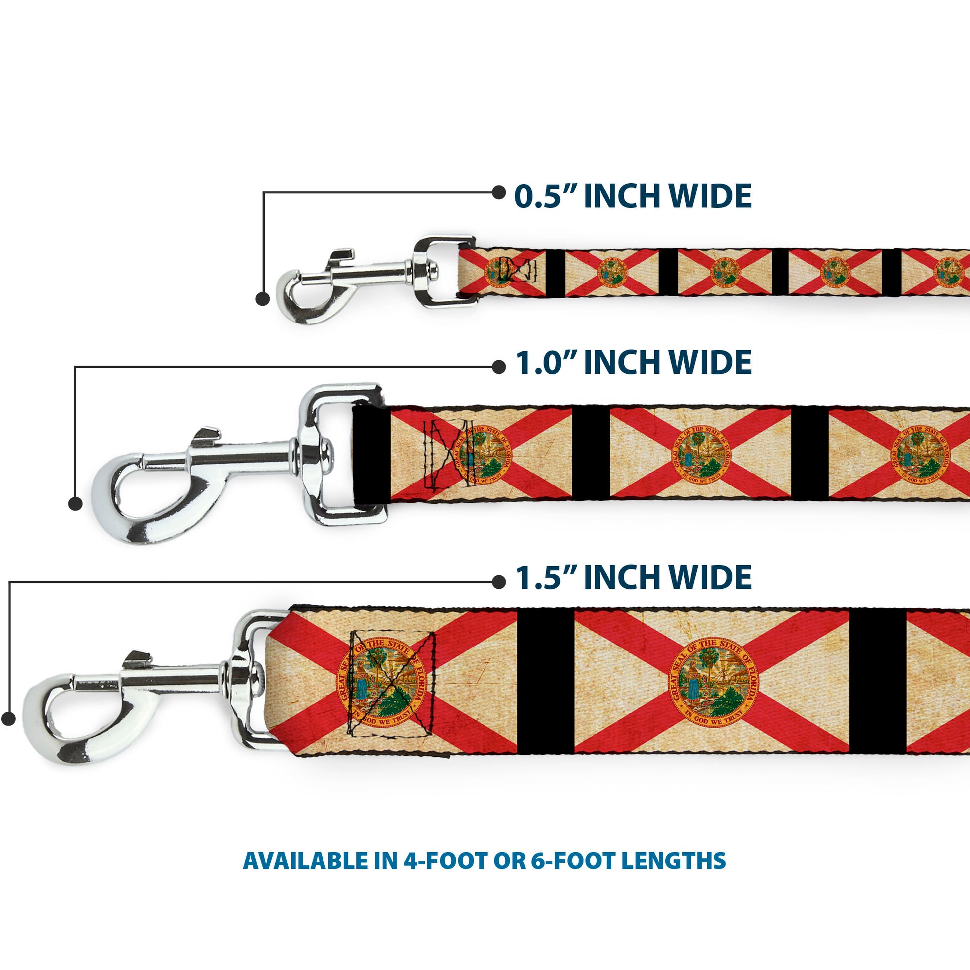 Dog Leash - Florida Flags/Black Dog Leashes Buckle-Down