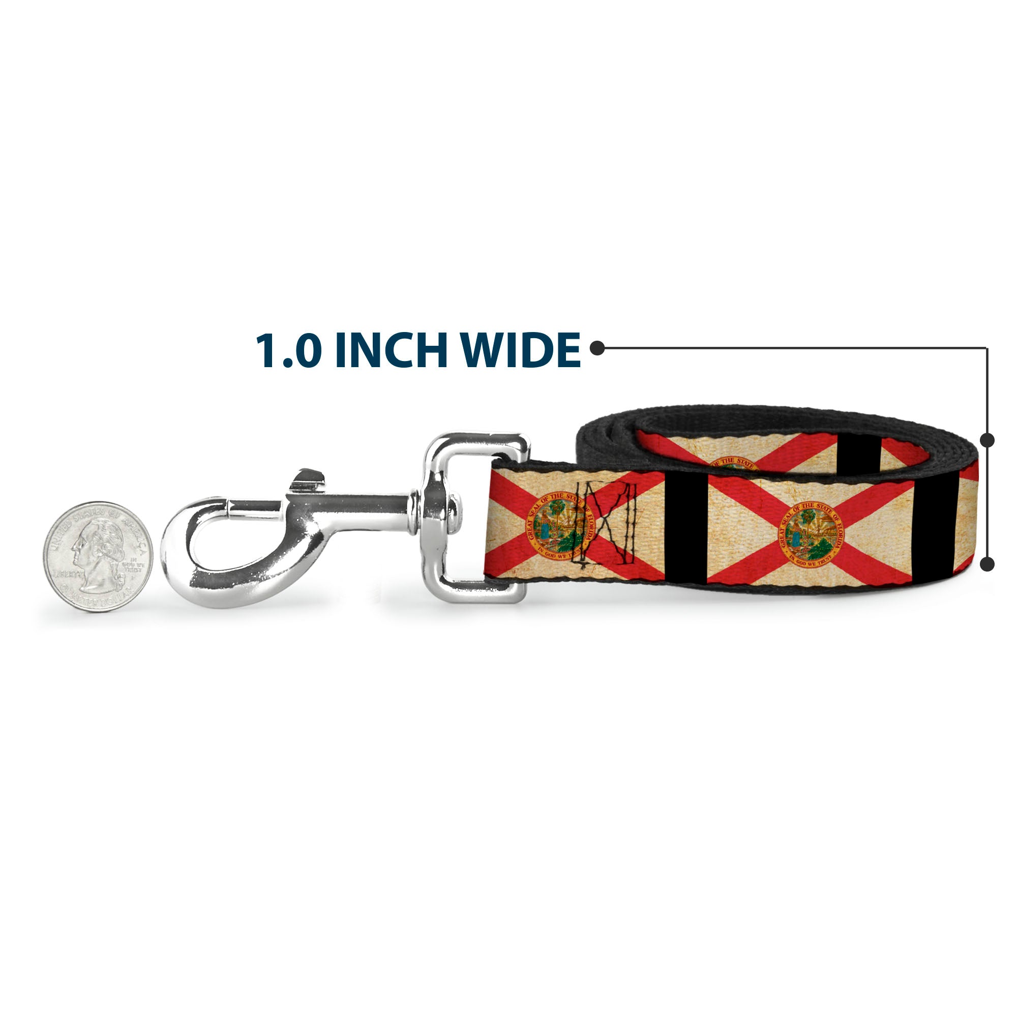 Dog Leash - Florida Flags/Black Dog Leashes Buckle-Down