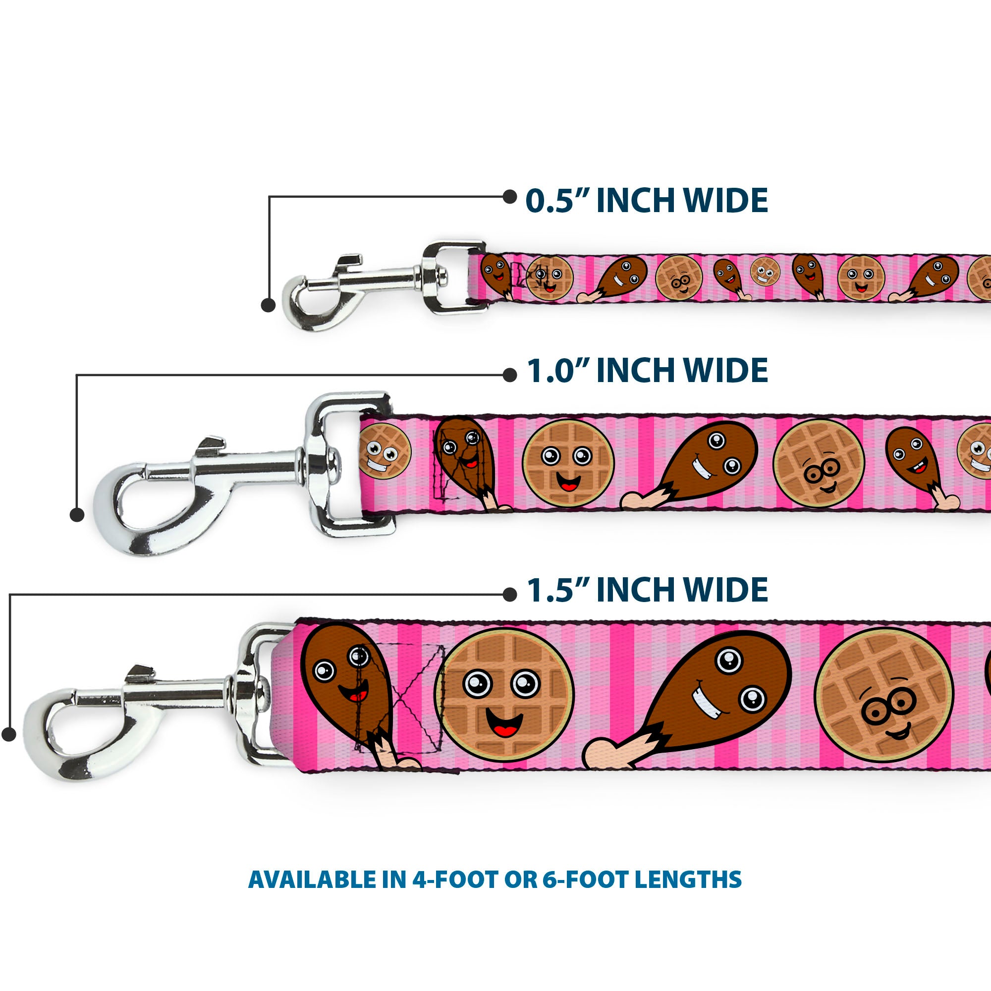 Dog Leash - Fried Chicken & Waffles Plaid Pinks Dog Leashes Buckle-Down