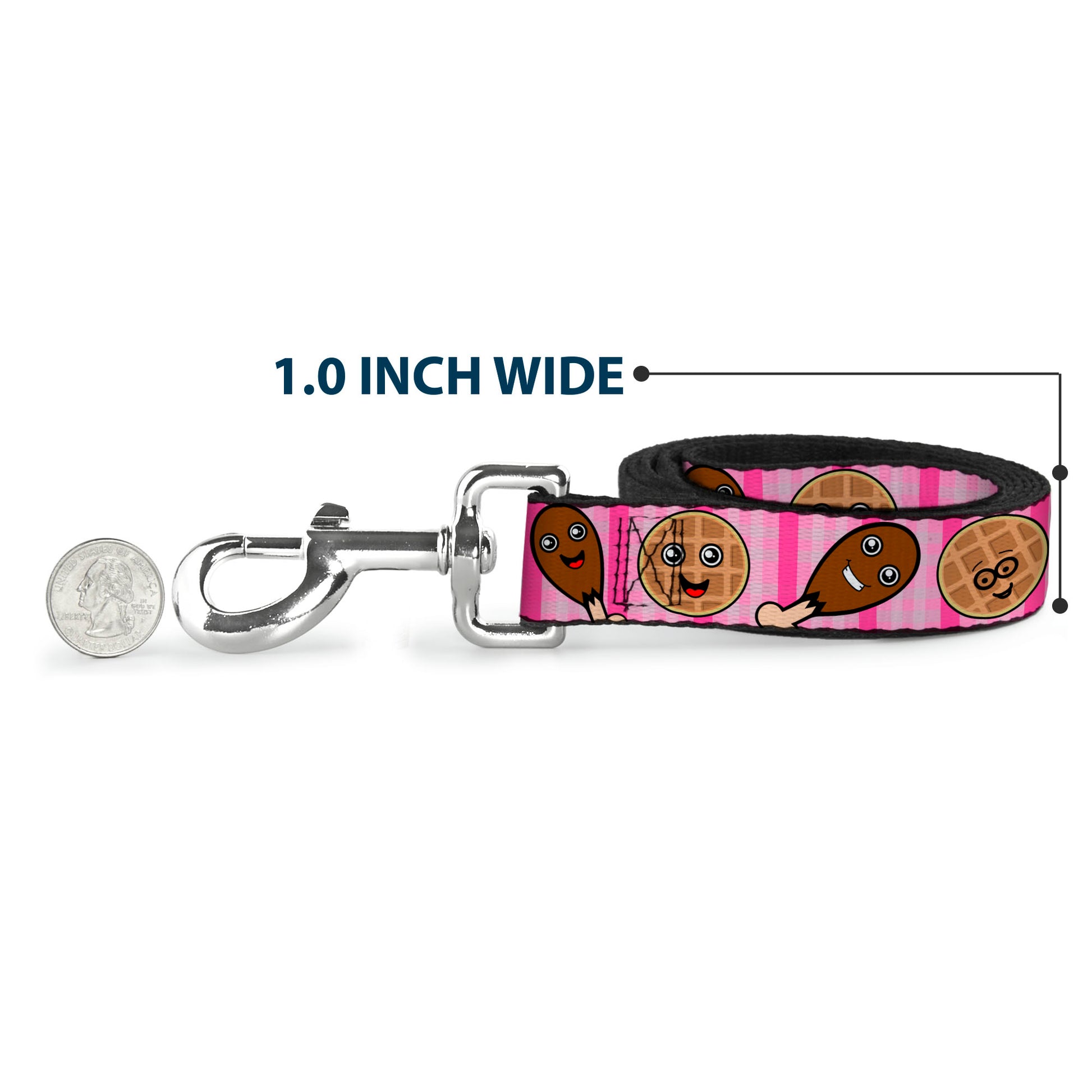 Dog Leash - Fried Chicken & Waffles Plaid Pinks Dog Leashes Buckle-Down