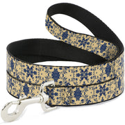 Dog Leash - Floral Collage Tan/Blue Dog Leashes Buckle-Down