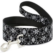 Dog Leash - Floral Collage Black/Gray/White Dog Leashes Buckle-Down