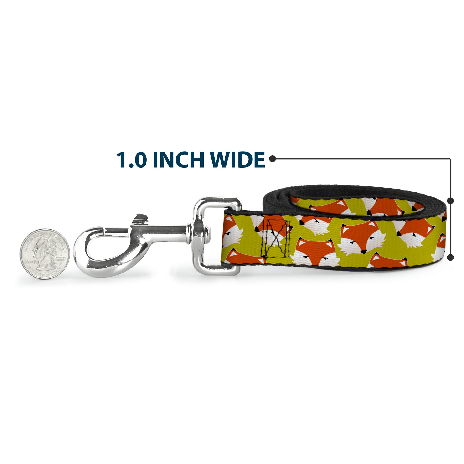 Dog Leash - Fox Face Scattered Warm Olive Dog Leashes Buckle-Down