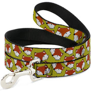 Dog Leash - Fox Face Scattered Warm Olive Dog Leashes Buckle-Down