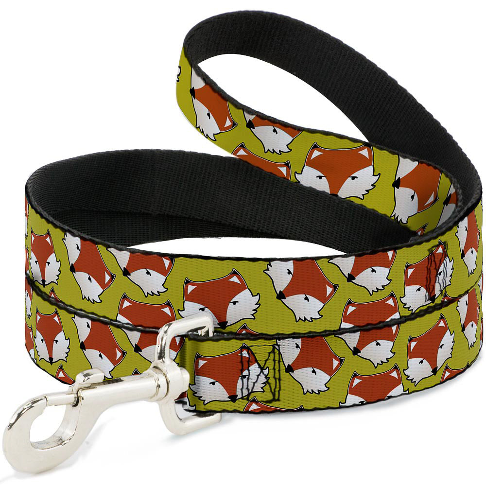 Dog Leash - Fox Face Scattered Warm Olive Dog Leashes Buckle-Down
